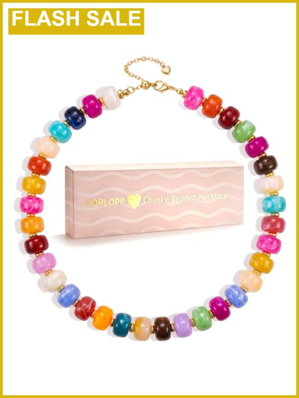 Chunky Beaded Choker Necklace Boho Resin Beads Statement